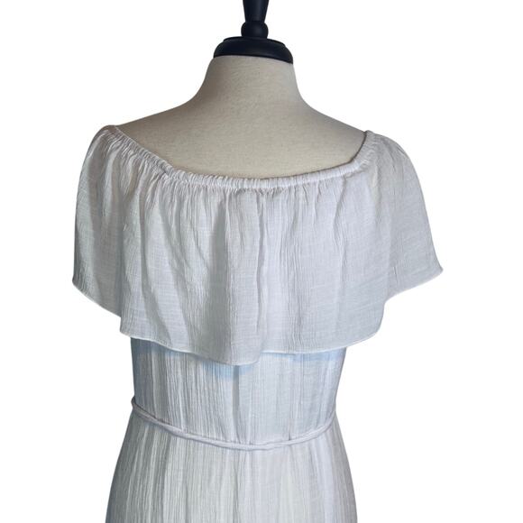 Mlle Gabrielle White Off-Shoulder Flounce Midi Dress Women's Plus Size 1X - Picture 11 of 13